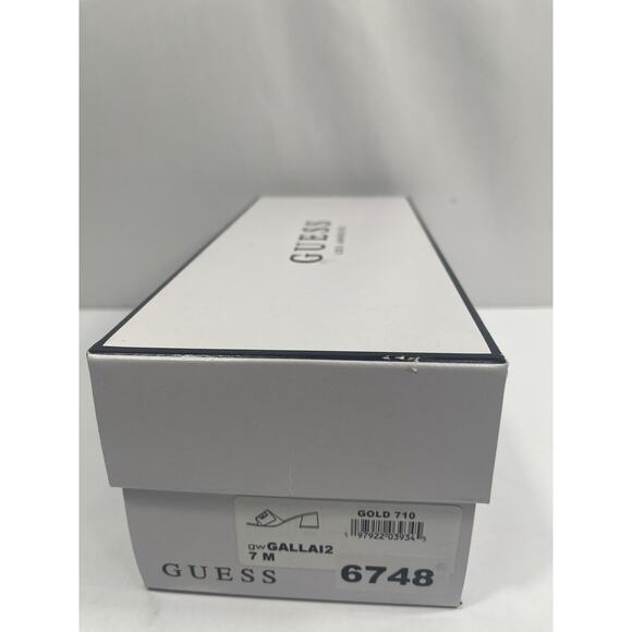 Guess Shoes Women's Size 7 Gold GwGALLAI2 Logo Block Heel Slide Sandals Box - Picture 15 of 16